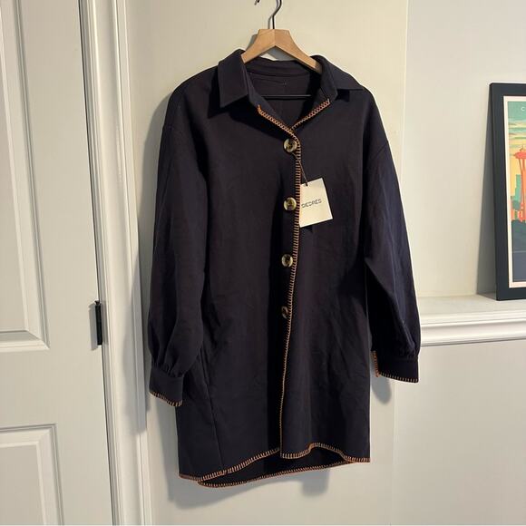 NWT SIEDRES Navy Blue Cotton Orange Jacket Medium - Picture 13 of 15